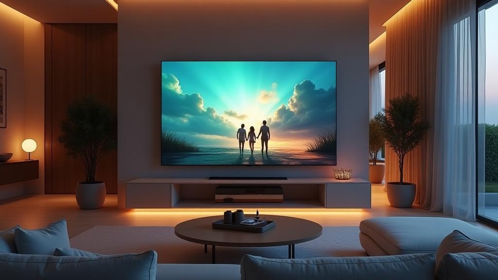 AuraVision Smart TV seamlessly integrated into a modern living room setting